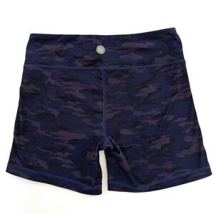 IAB MFG Womens Purple Camo Athletic Booty Shorts Size L 10 No-Ride Silicone Grip